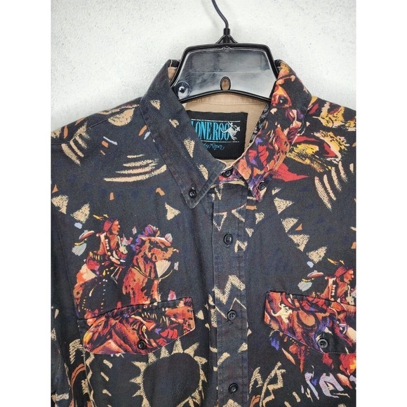 Lone Roo By Roper Men Native American All Over Print Rodeo Western Shirt Size XL - Picture 6 of 12